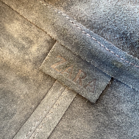 Dark blue suede Zara crossbody bag - Picture 5 of 9